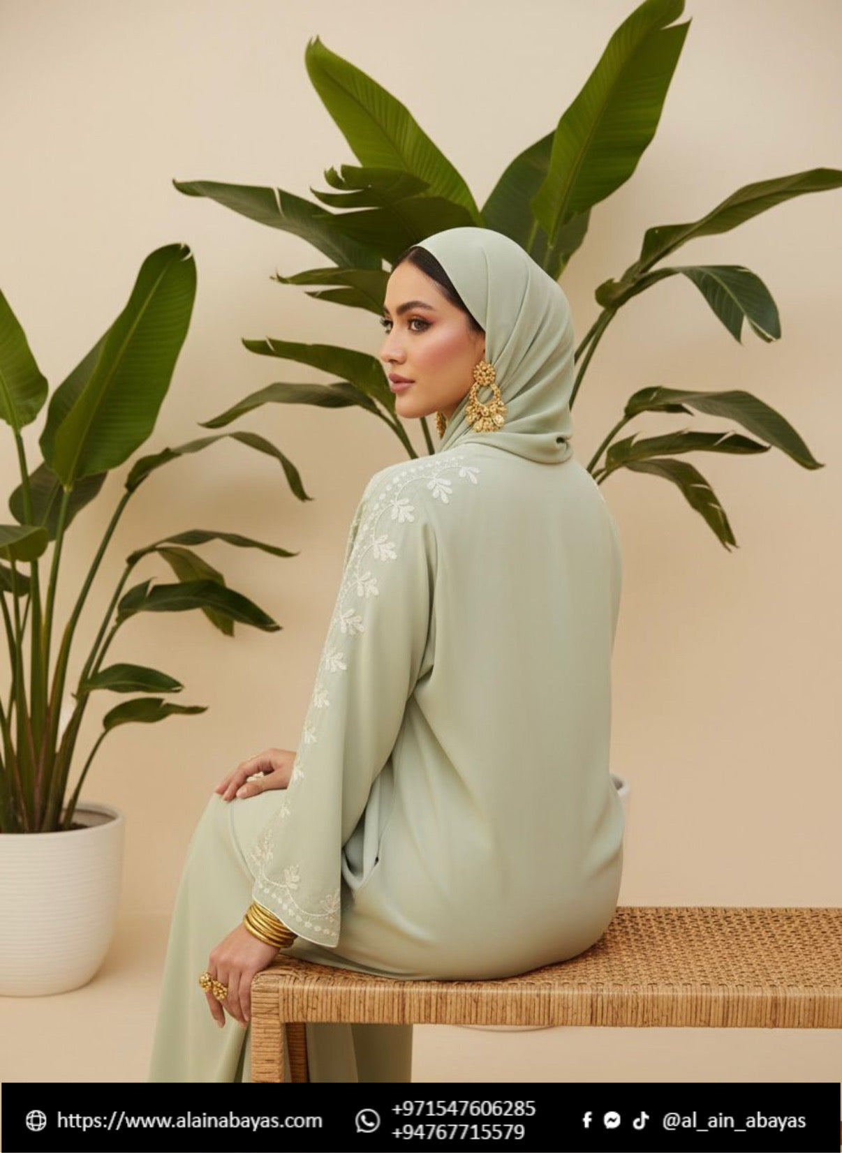 Sage Elegance Embroidered Abaya Eid Collection 2026