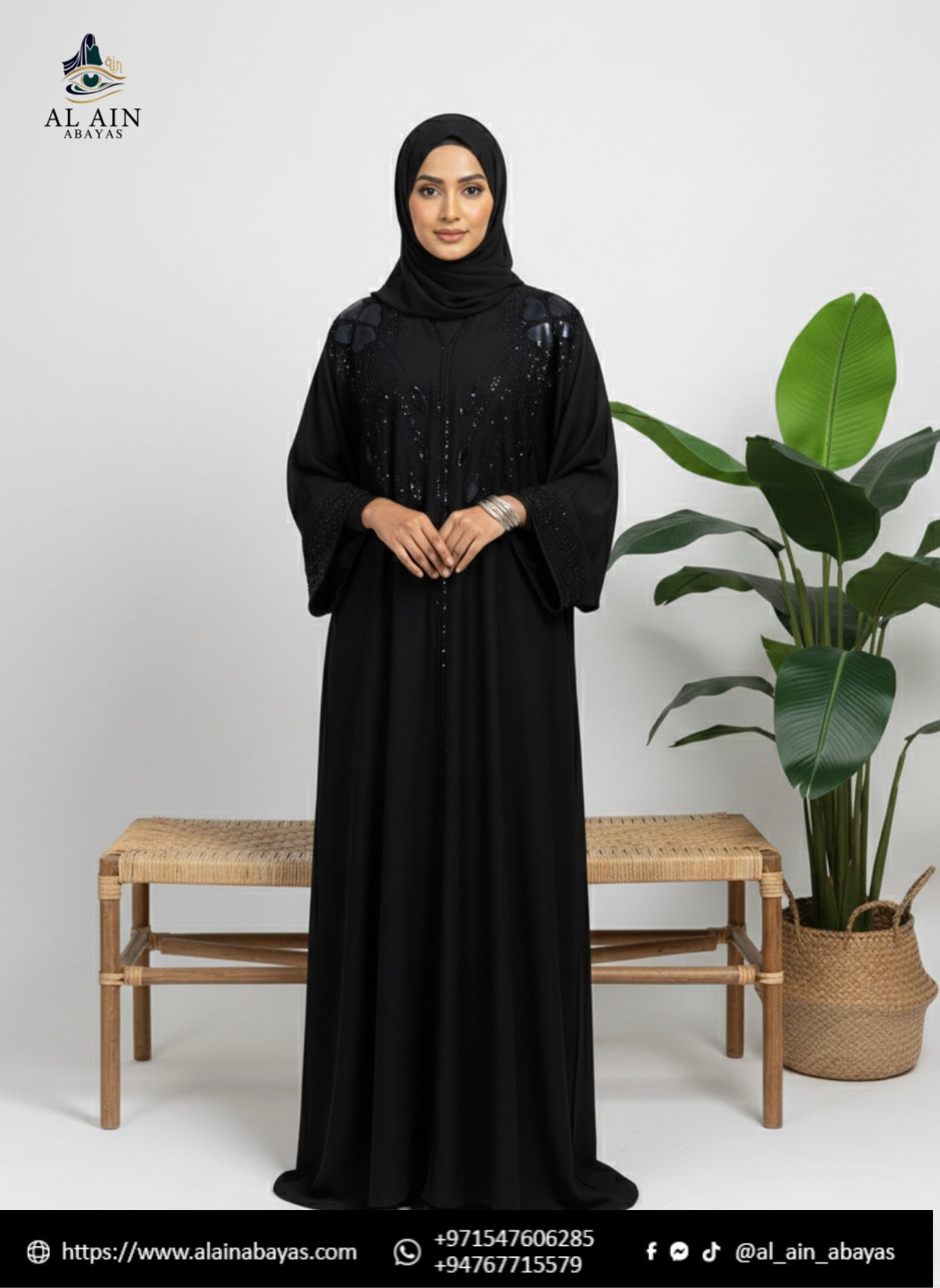 Elegant Midnight Sequin Nidah Abaya