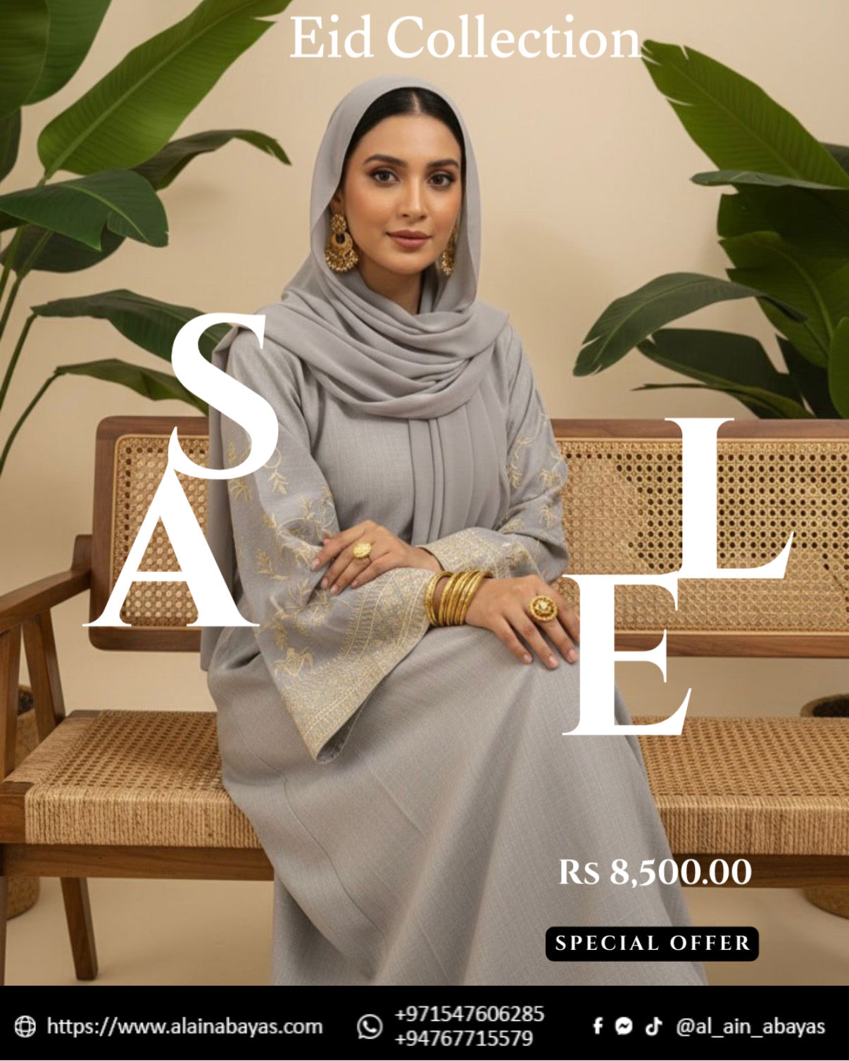 Linen Embroidered Eid Abaya – Grey Gold Edition
Experience Dubai Luxury in the Heart of Sri Lanka.