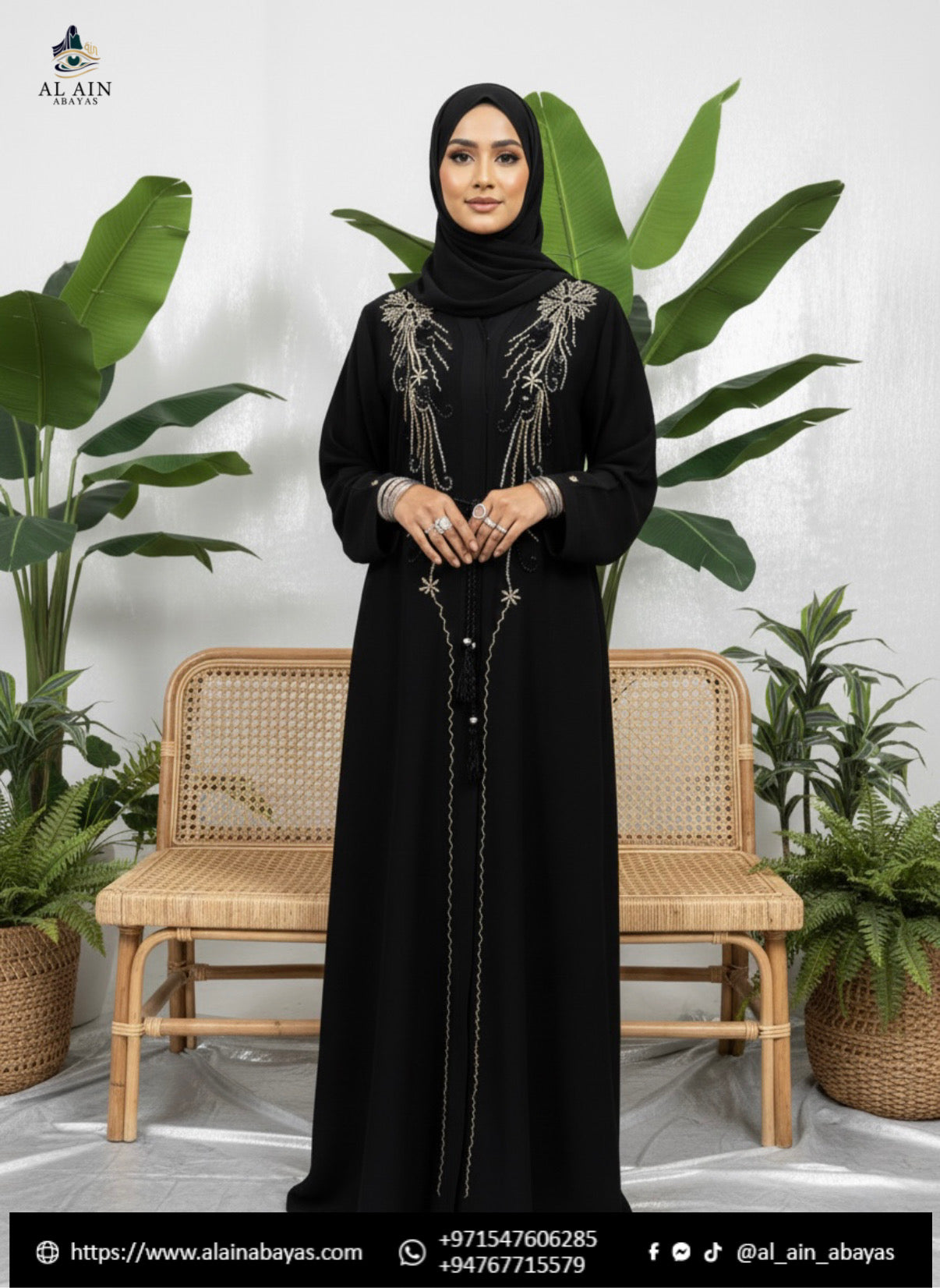Elegant Embroidered Black Abaya