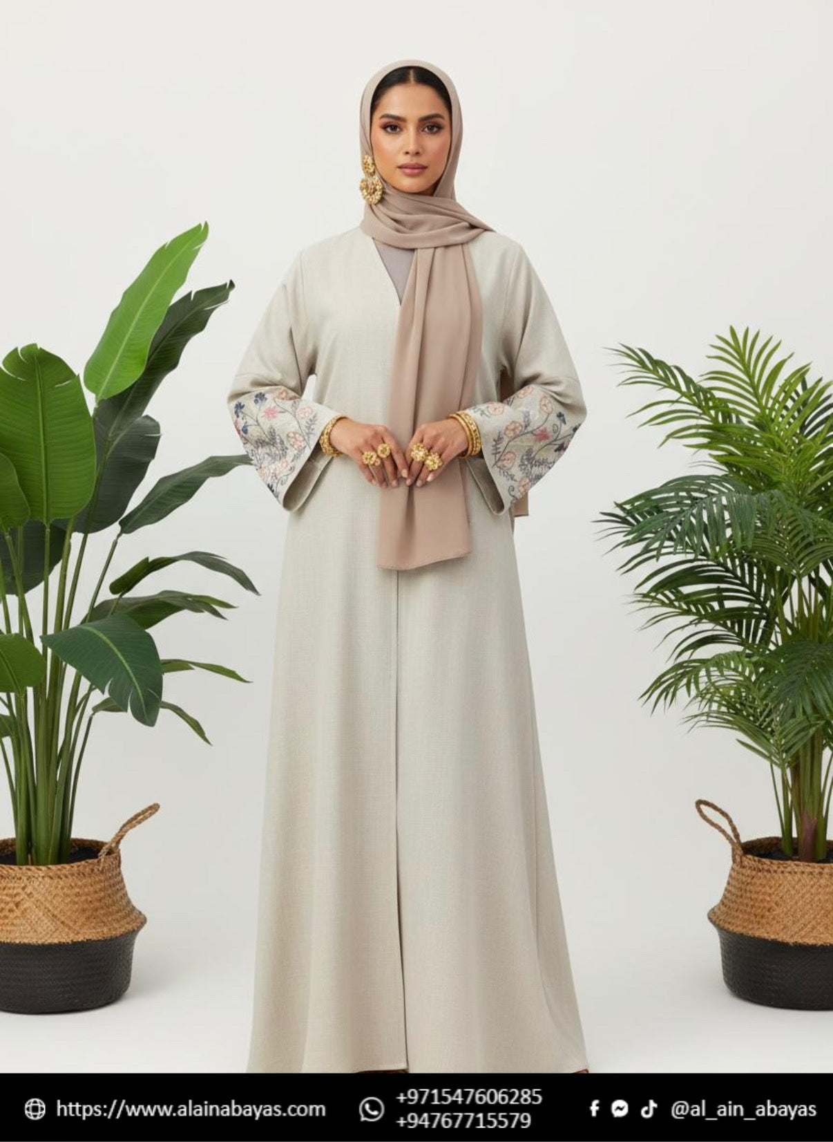 Elegance in Every Stitch: Dubai Imported Linen Embroidered Abaya