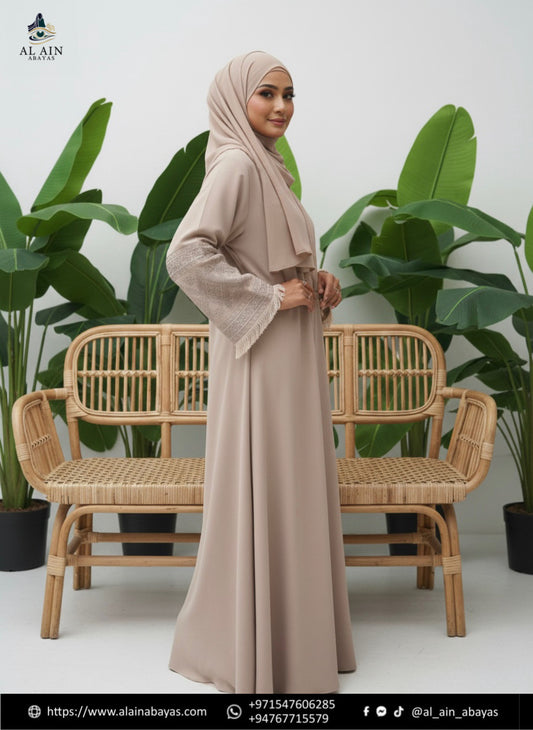 Al Ain Timeless Elegance Abaya – Warm Taupe