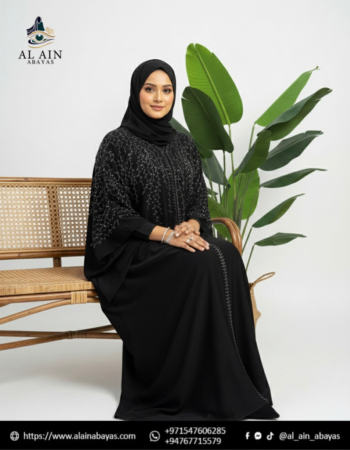 The Dubai Midnight Radiance: Hand-Placed Stone Abaya