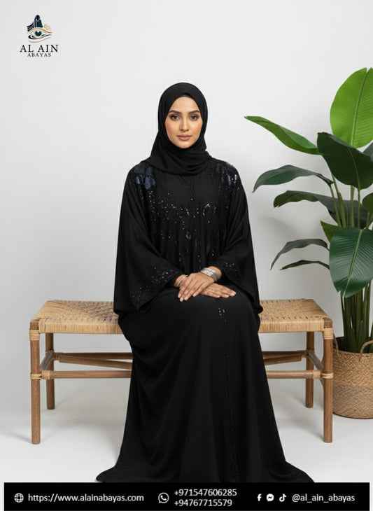 Elegant Midnight Sequin Nidah Abaya