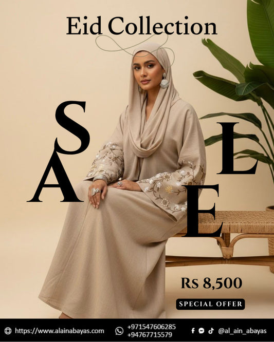 Premium Dubai Linen Abaya – Floral Embroidered Edition