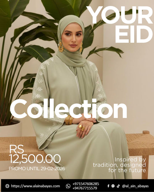 Sage Elegance Embroidered Abaya Eid Collection 2026