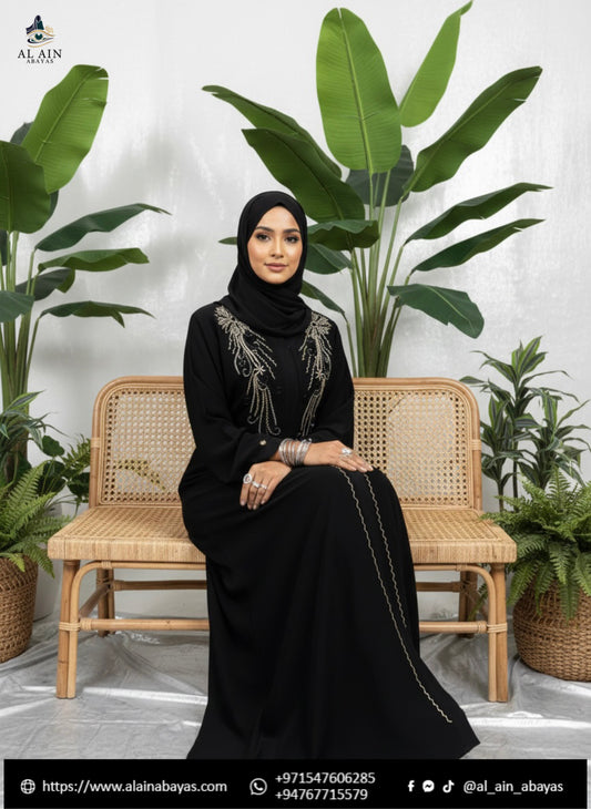 Elegant Embroidered Black Abaya