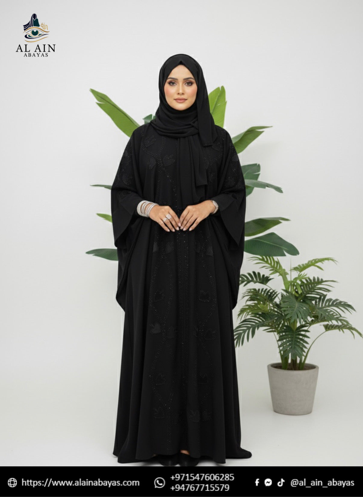 Exquisite Stone-Work Butterfly Dubai Abaya