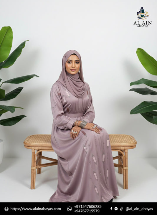 Elegant Mauve Embellished Abaya Set
