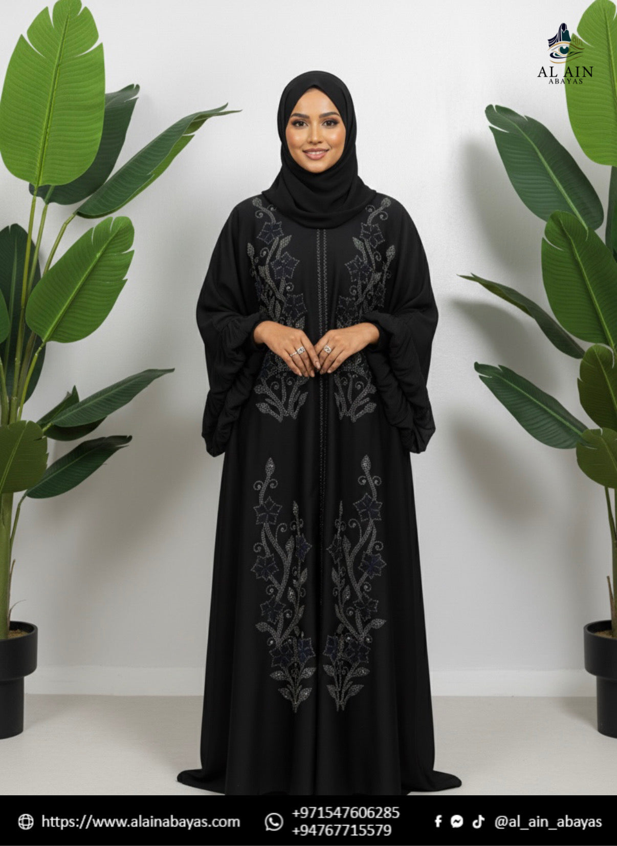 Midnight Galaxy Stone-Encrusted Abaya