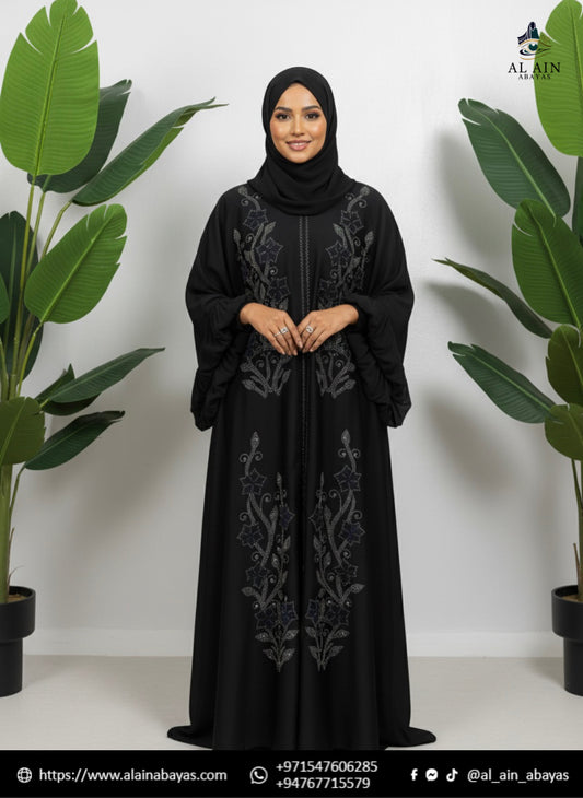 Midnight Galaxy Stone-Encrusted Abaya
