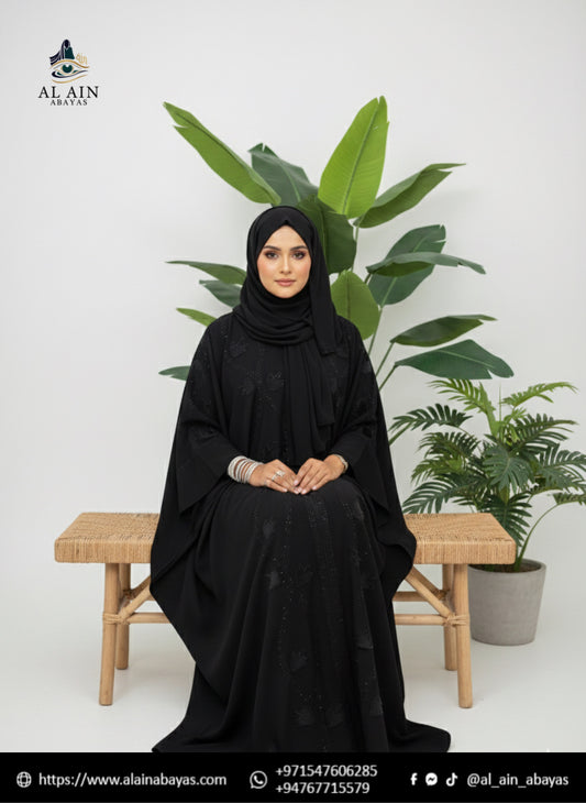 Exquisite Stone-Work Butterfly Dubai Abaya
