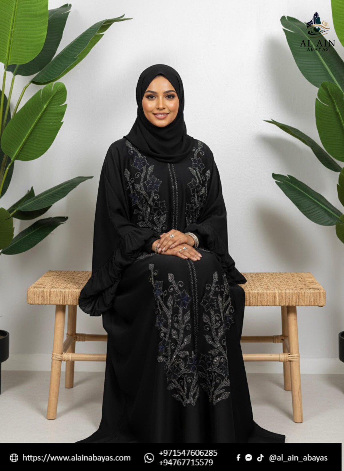 Midnight Galaxy Stone-Encrusted Abaya