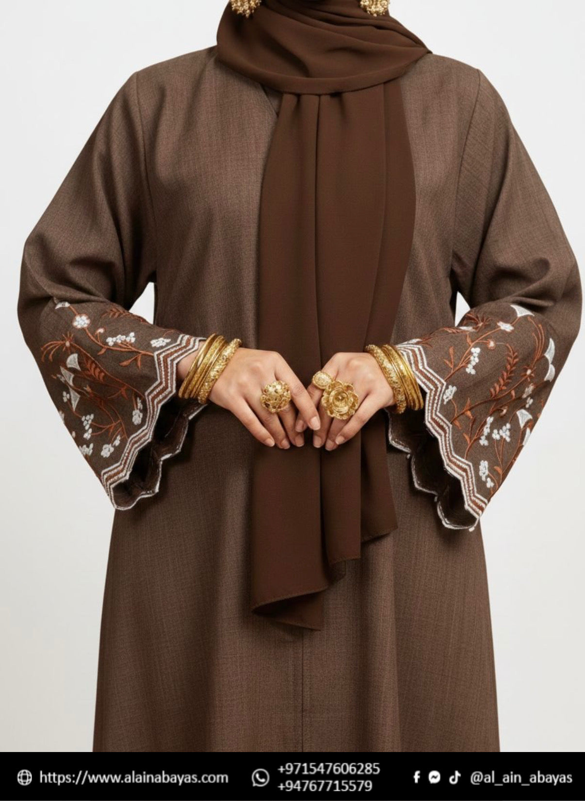 Exquisite Mocha Linen Abaya – Eid Collection Special